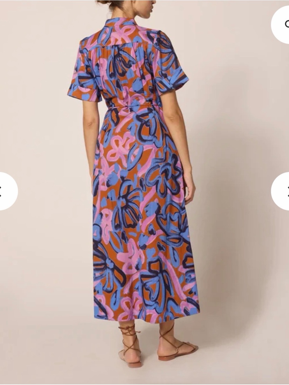 Cleobella Abstract Floral Button-Front Maxi Dress in Pink, Blue & Brown - Picture 2 of 16